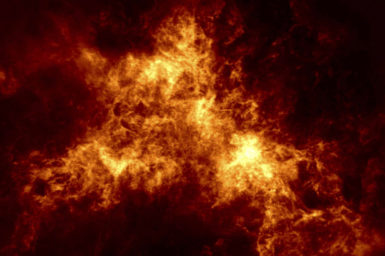 Atomic hydrogen gas in the Small Magellanic Cloud as imaged with the ASKAP telescope.